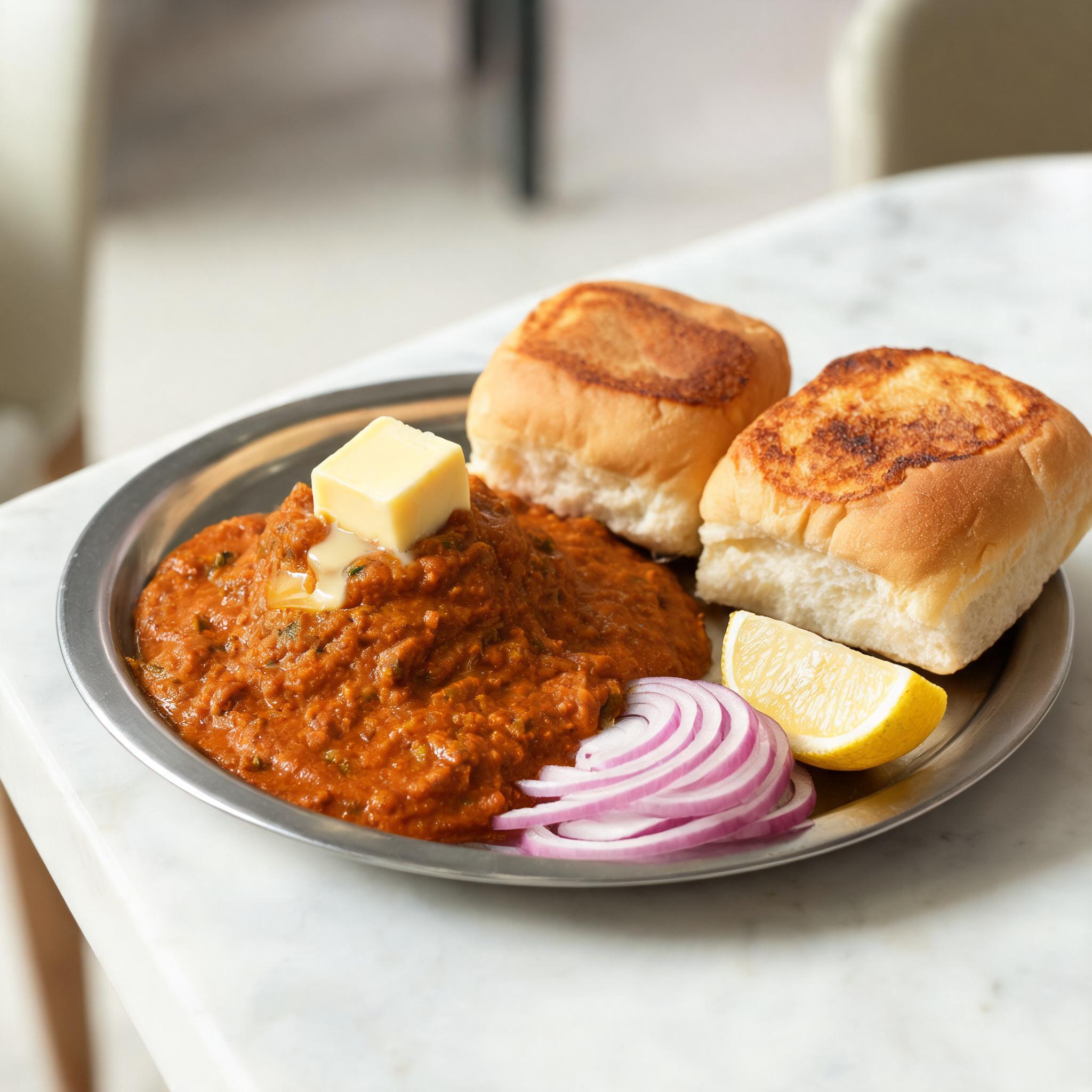 Pav bhaji with butter melting on top